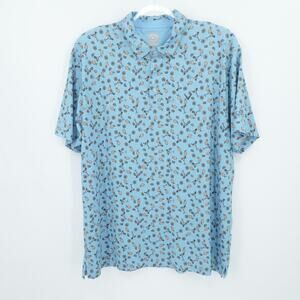 Callaway Polo Shirt Mens XL Blue Opti-Dri Golf Lemon Margarita Print Performance